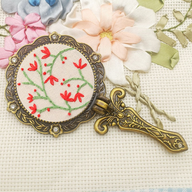Fabric Makeup Mirror Embroidery Handmade Material Package