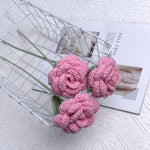 Overturn Pointed Rose Wool Hand-woven Flower Finished Product