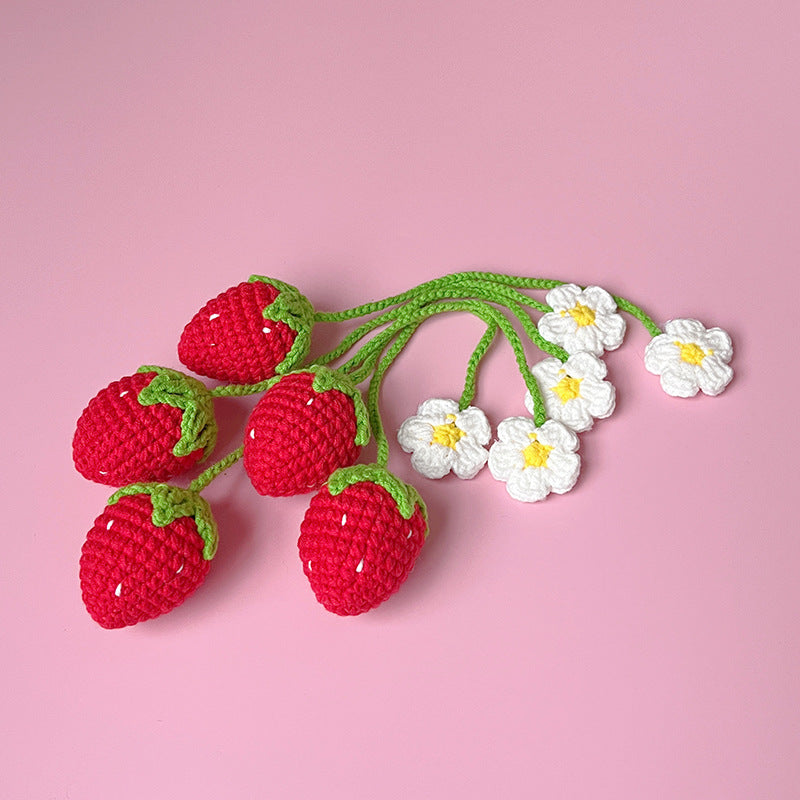 Wool Crochet Woven Strawberry Pendant