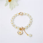Sunflower Crystal Beaded Bracelet – Cute Daisy Charm Gift for Women