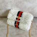 Hand-Woven Fleece Line Grid Homemade Diy Material Bag Plush One-Shoulder Messenger Bag