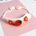 Pet Knitted Wool Felt Daisy Flower Bee Pumpkin Fruit Strap Cute Cat Collar Customization