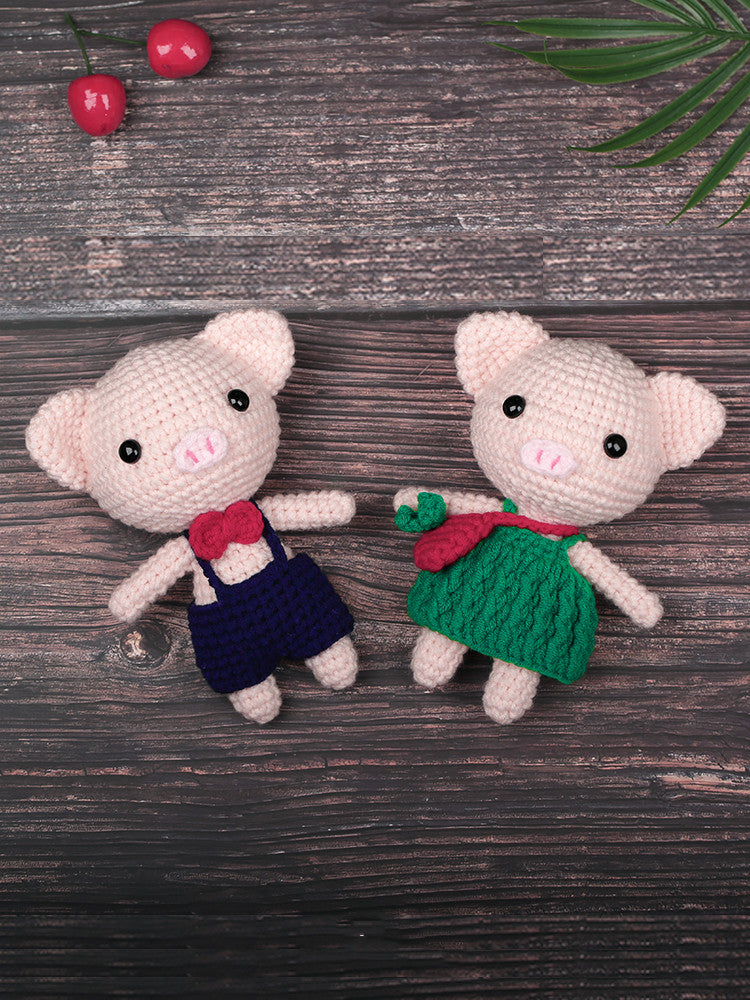 Handmade Crochet Yarn Doll Material Package Diy Pendant Couple Piggy Hook Line Doll Gift
