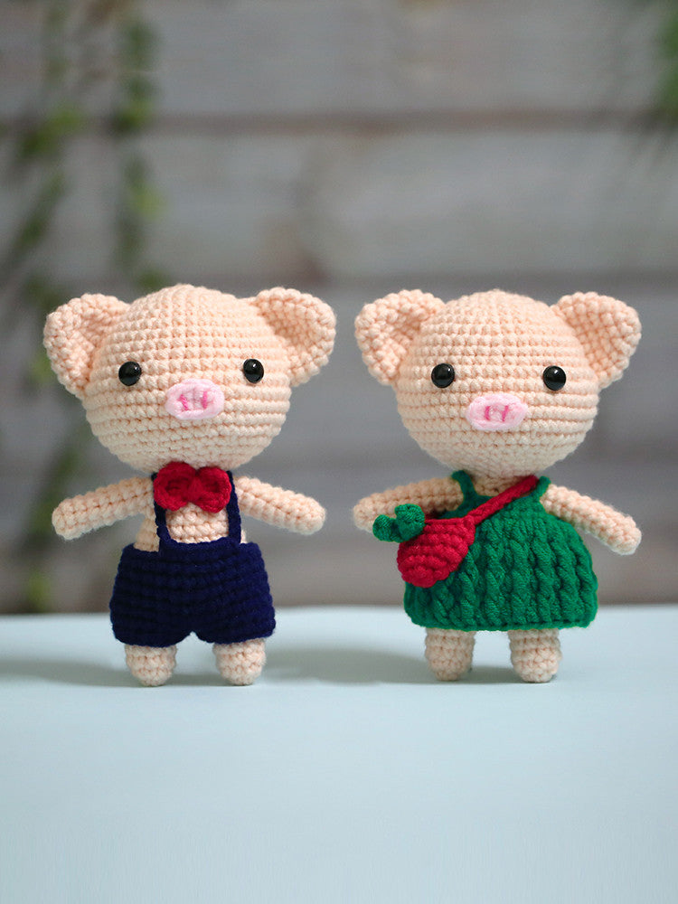 Handmade Crochet Yarn Doll Material Package Diy Pendant Couple Piggy Hook Line Doll Gift