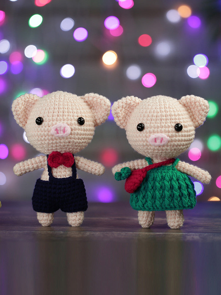 Handmade Crochet Yarn Doll Material Package Diy Pendant Couple Piggy Hook Line Doll Gift
