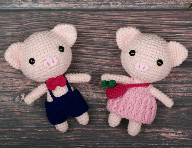 Handmade Crochet Yarn Doll Material Package Diy Pendant Couple Piggy Hook Line Doll Gift