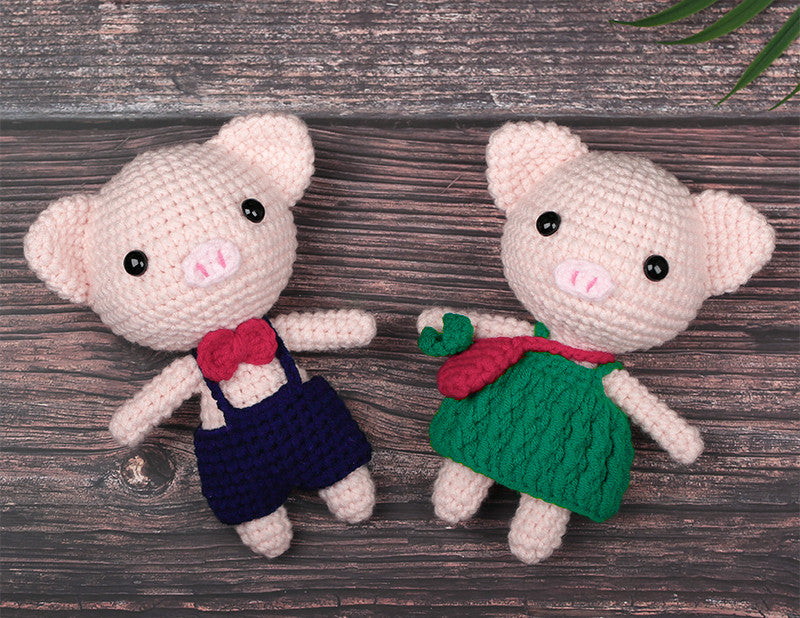Handmade Crochet Yarn Doll Material Package Diy Pendant Couple Piggy Hook Line Doll Gift