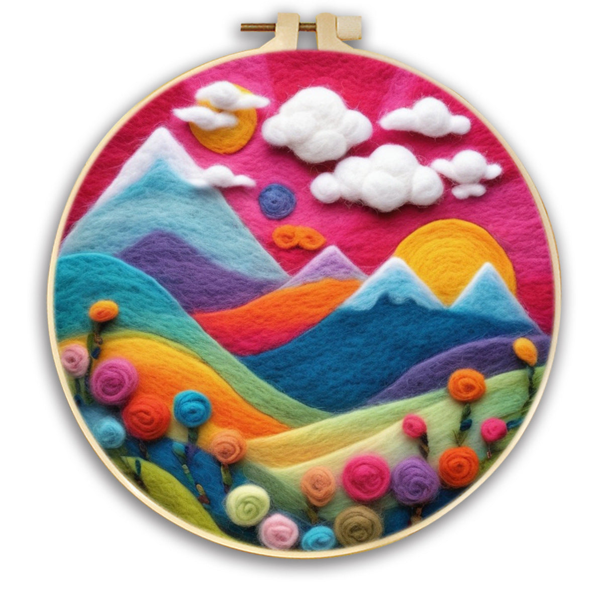 Stamp Wool Felt Painting With Embroidery Frame Material