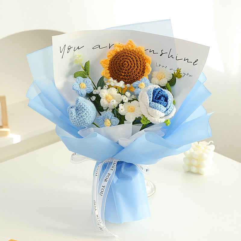 Knitted Wool Flowers Woven Rose Sunflower