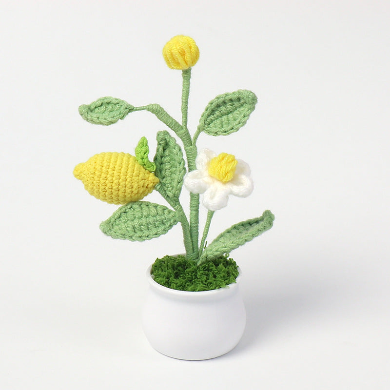 Finished Wool Crocheted Fruit Potted Hand-woven Lemon Ornaments