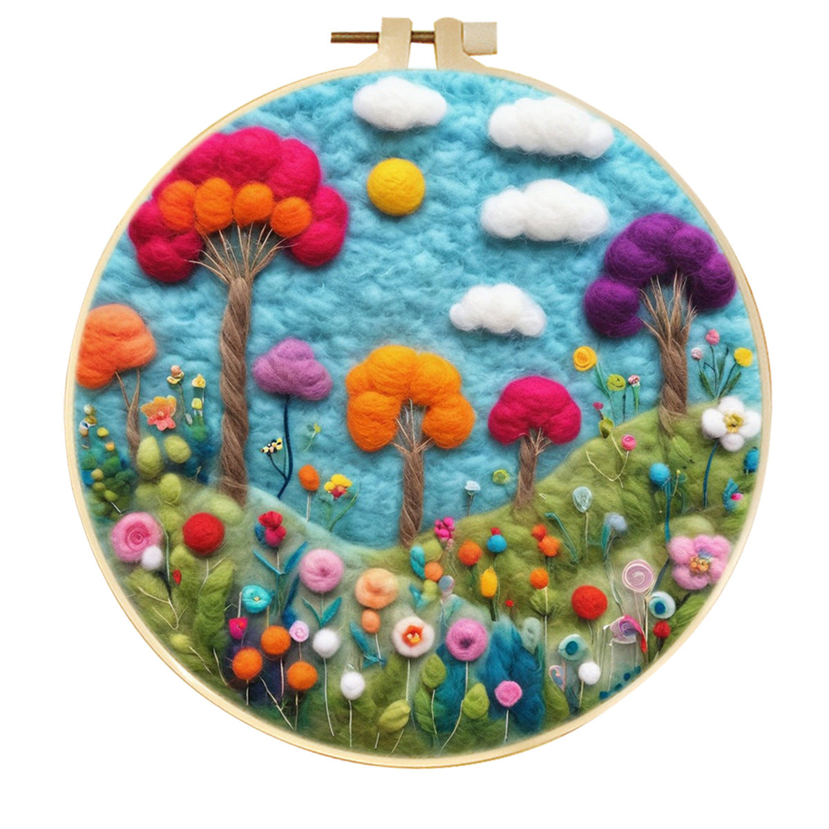 Stamp Wool Felt Painting With Embroidery Frame Material