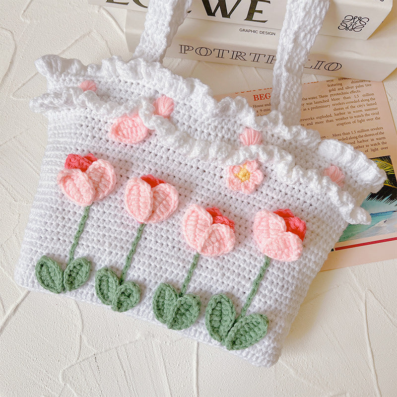 Handmade Woven Bag Diy Woolen Tulip