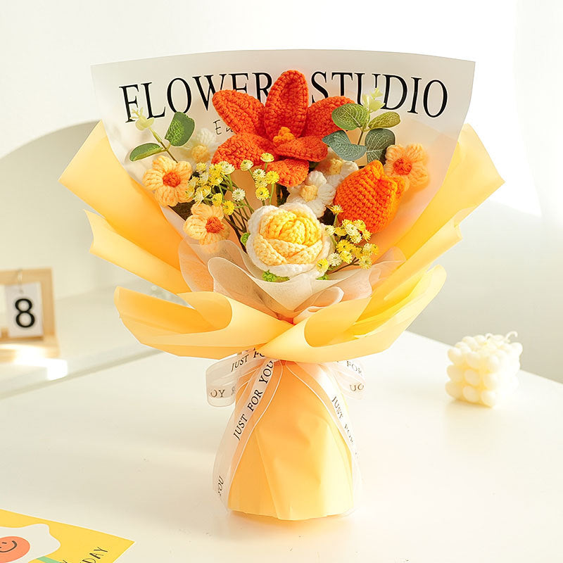 Knitted Wool Flowers Woven Rose Sunflower