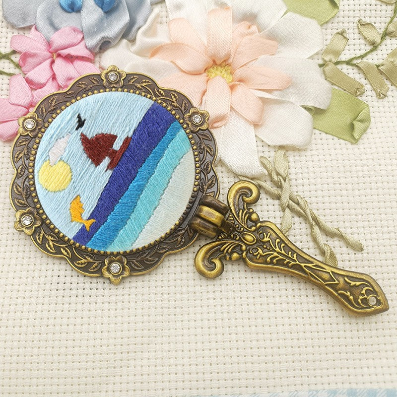 Fabric Makeup Mirror Embroidery Handmade Material Package