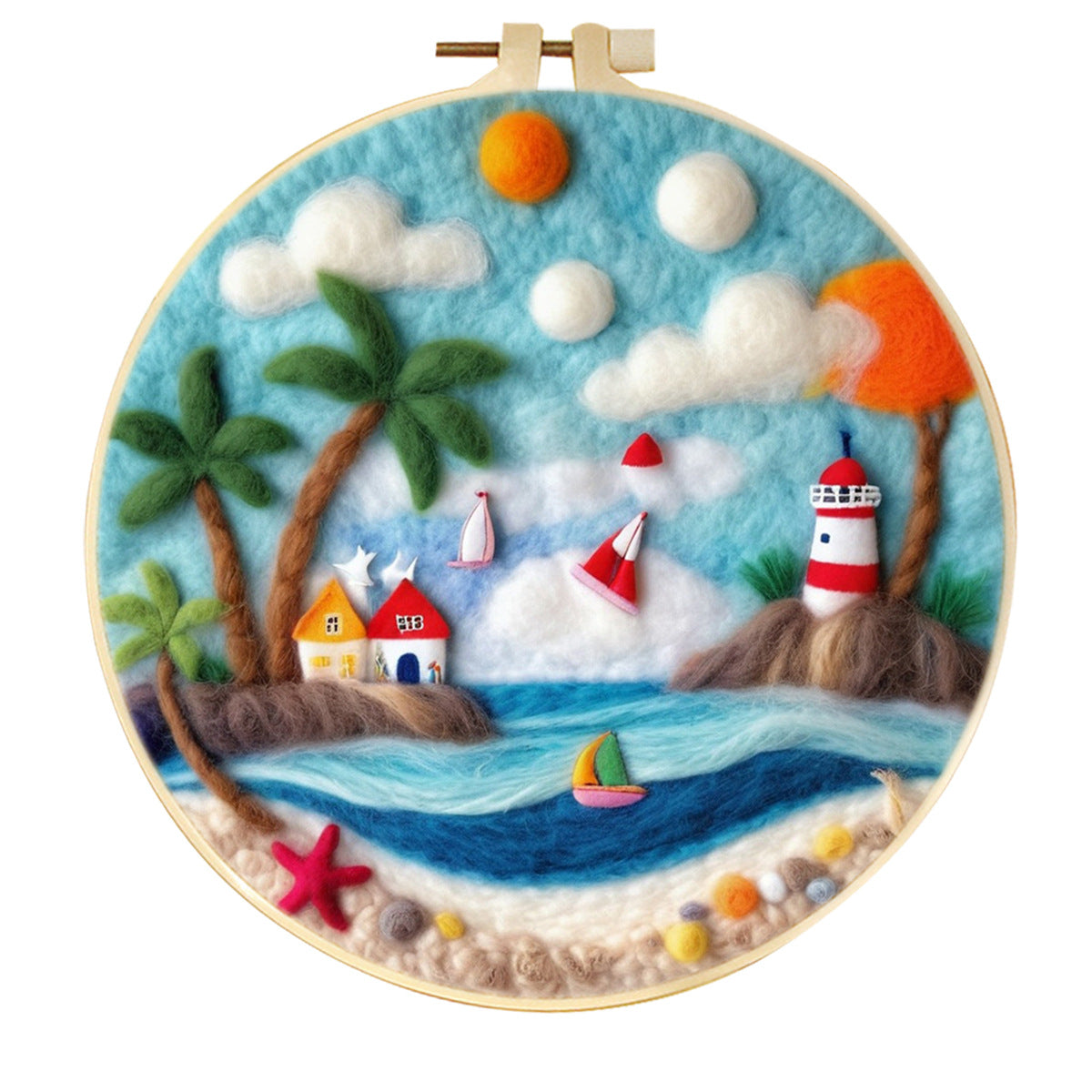 Stamp Wool Felt Painting With Embroidery Frame Material
