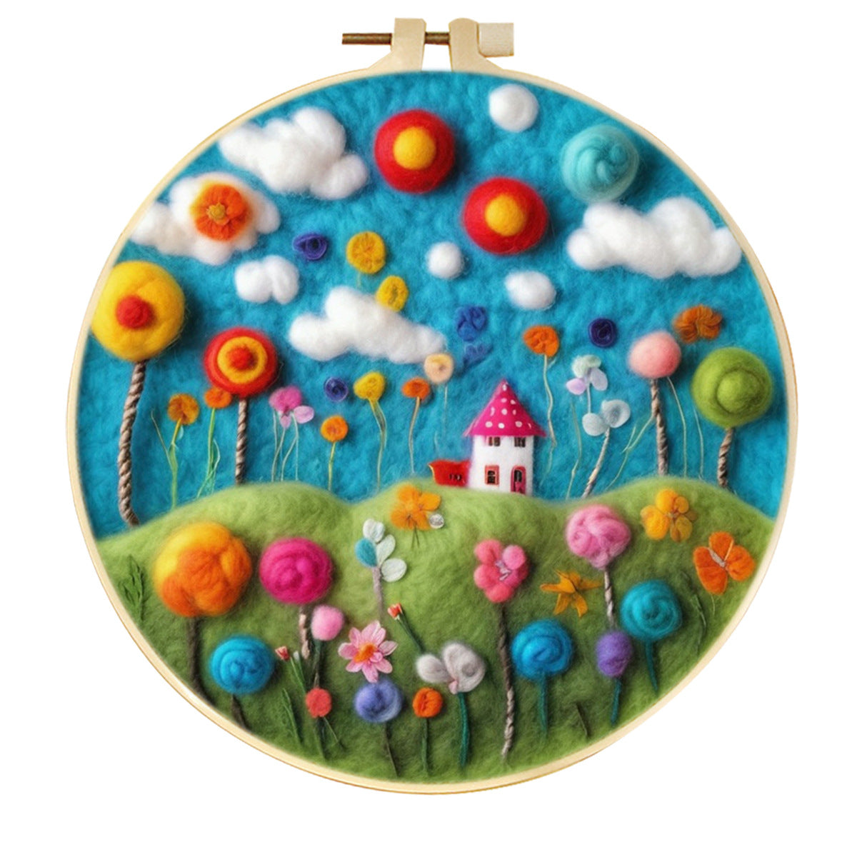 Stamp Wool Felt Painting With Embroidery Frame Material