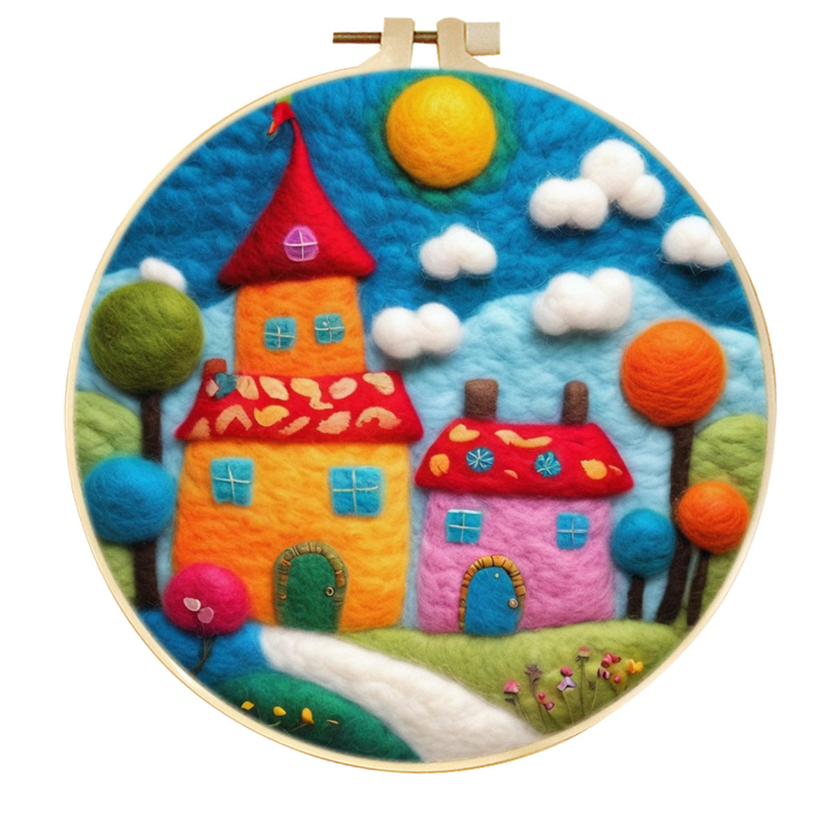 Stamp Wool Felt Painting With Embroidery Frame Material