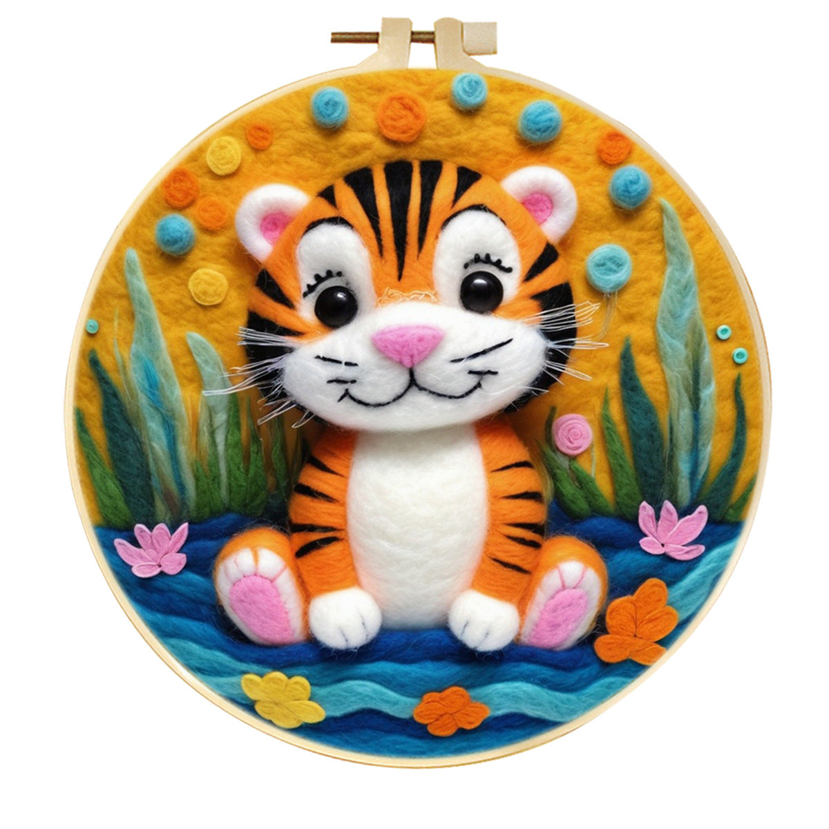Stamp Wool Felt Painting With Embroidery Frame Material