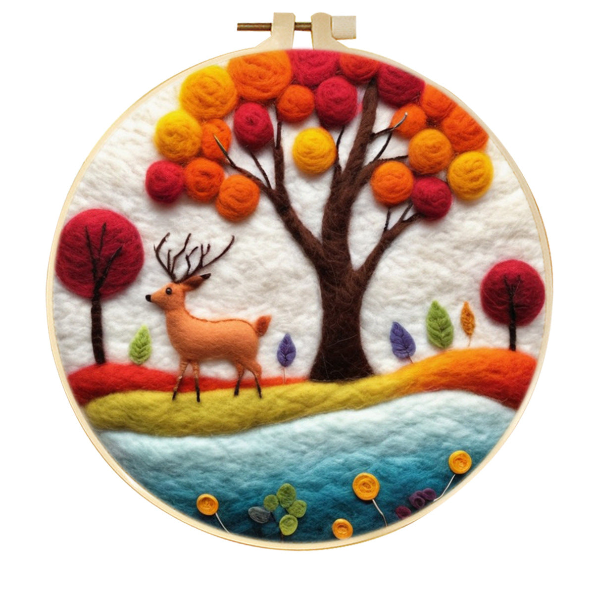 Stamp Wool Felt Painting With Embroidery Frame Material