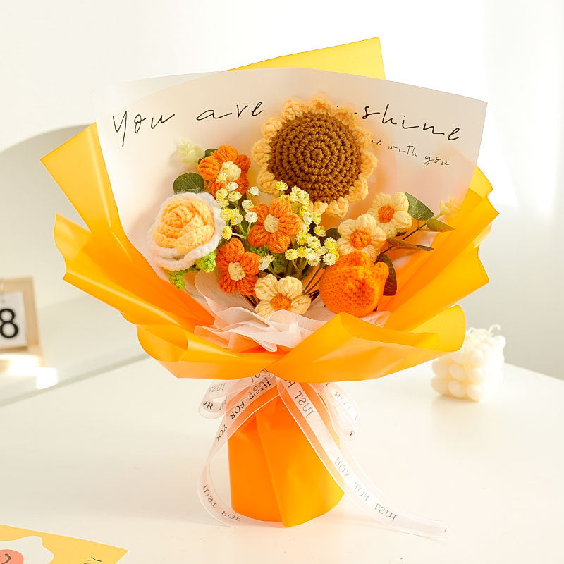 Knitted Wool Flowers Woven Rose Sunflower