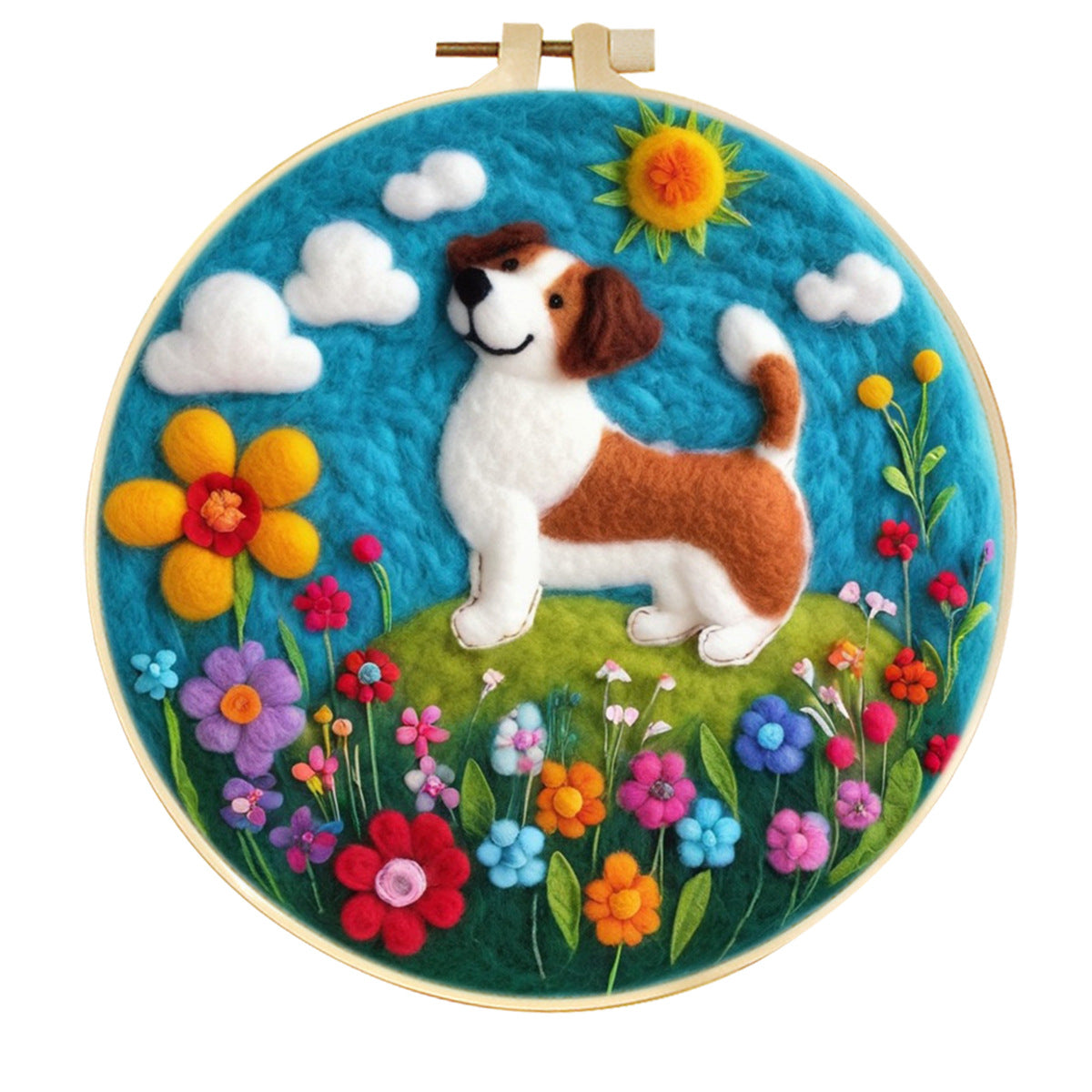 Stamp Wool Felt Painting With Embroidery Frame Material