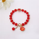 Sunflower Crystal Beaded Bracelet – Cute Daisy Charm Gift for Women