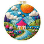 Stamp Wool Felt Painting With Embroidery Frame Material