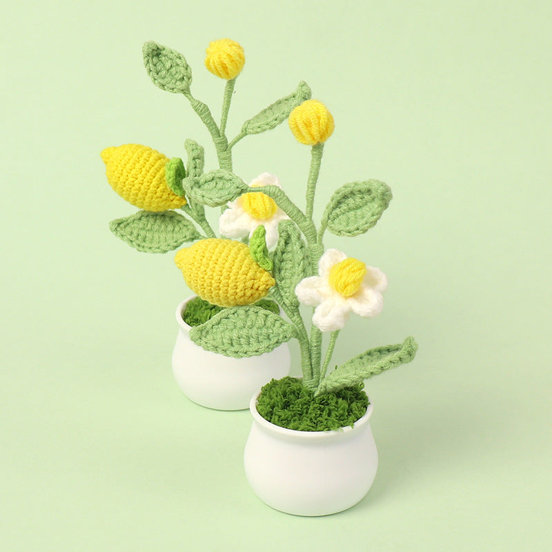 Finished Wool Crocheted Fruit Potted Hand-woven Lemon Ornaments