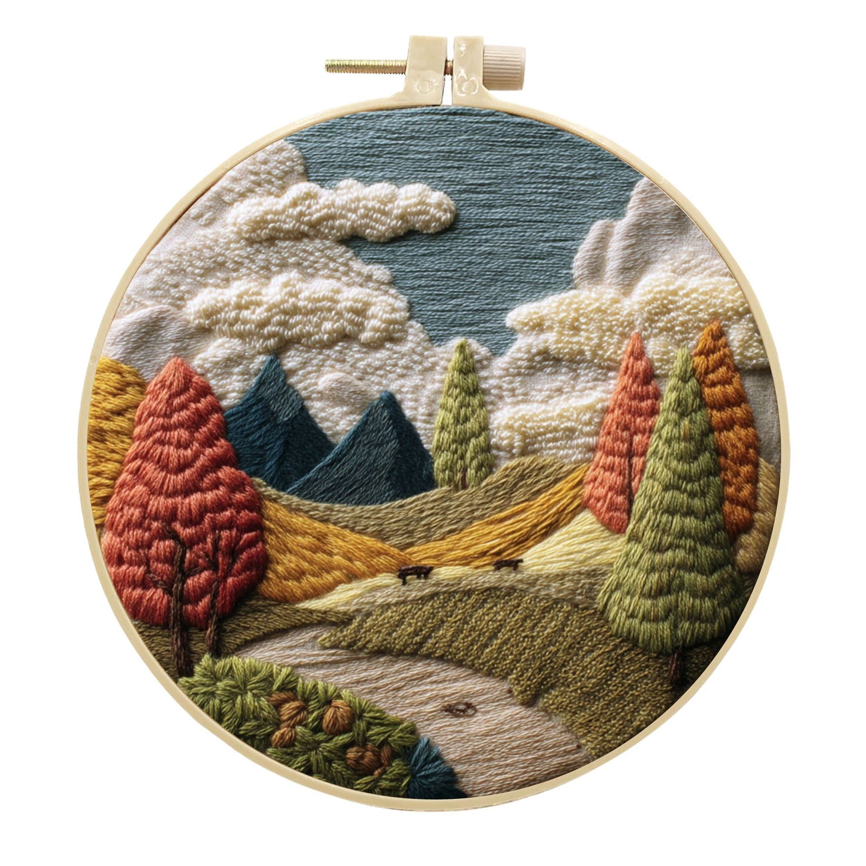 Embroidery Diy Landscape Handmade Cloth Art Material Kit