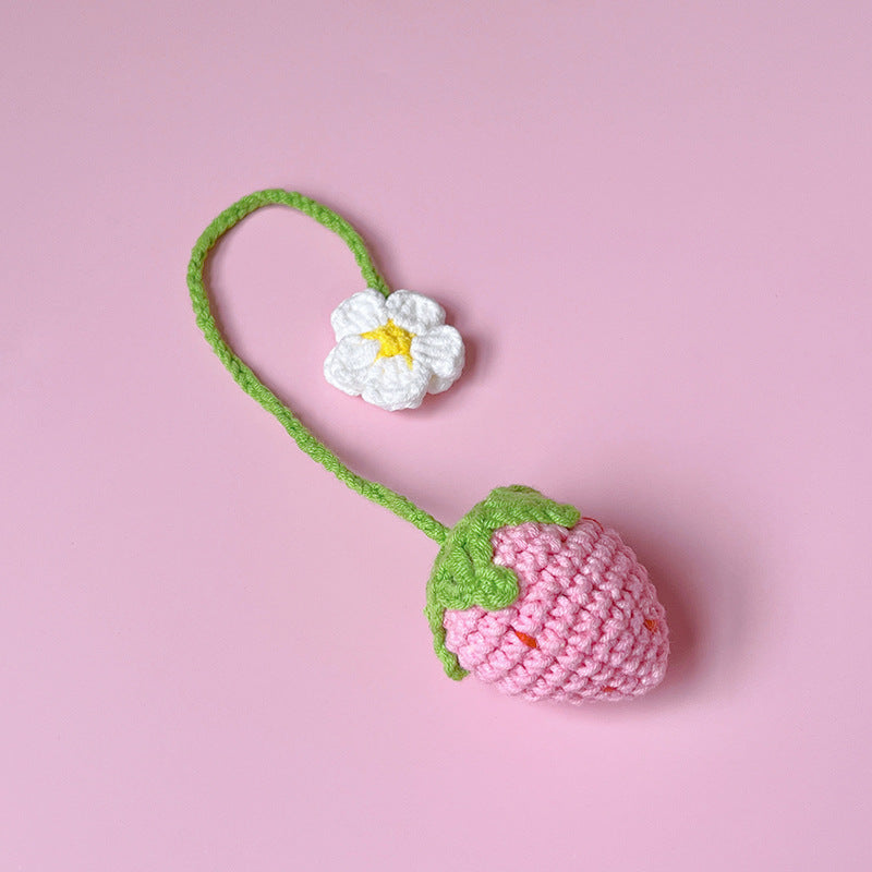 Wool Crochet Woven Strawberry Pendant
