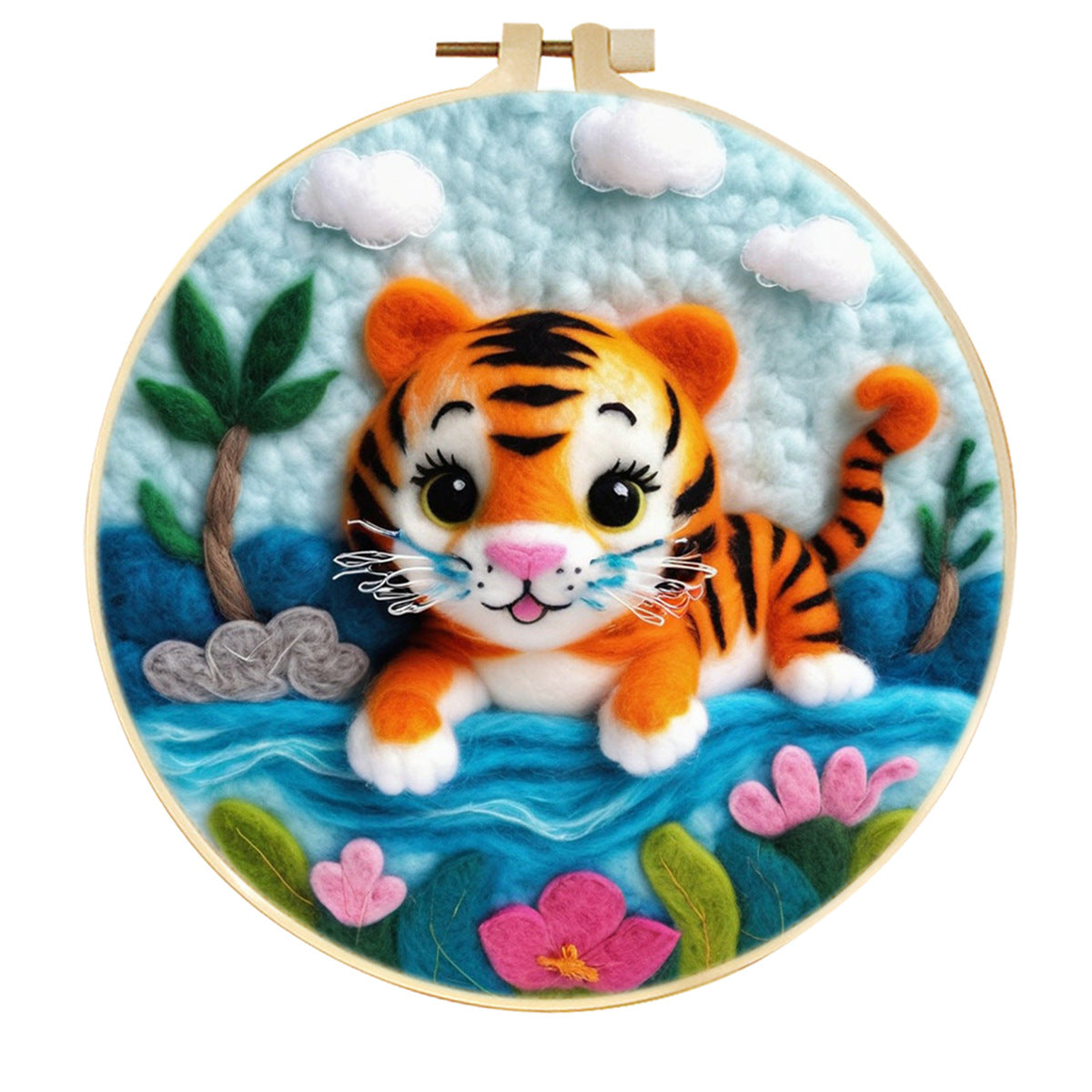 Stamp Wool Felt Painting With Embroidery Frame Material