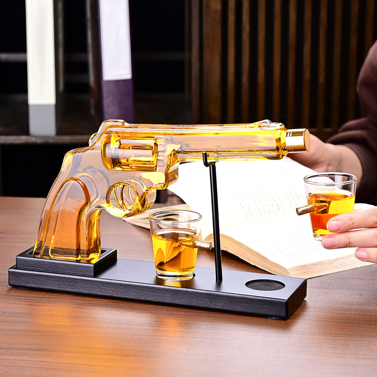 Gifts For Men Dad, 10 Oz Whiskey Gun Decanter Set 2 Bullet Glasses - Unique Birthday Pistol Gift Ideas Daughter Son, Personalized Liquor Dispenser - Scotch Bourbon Vodka, Him, Brother Husband