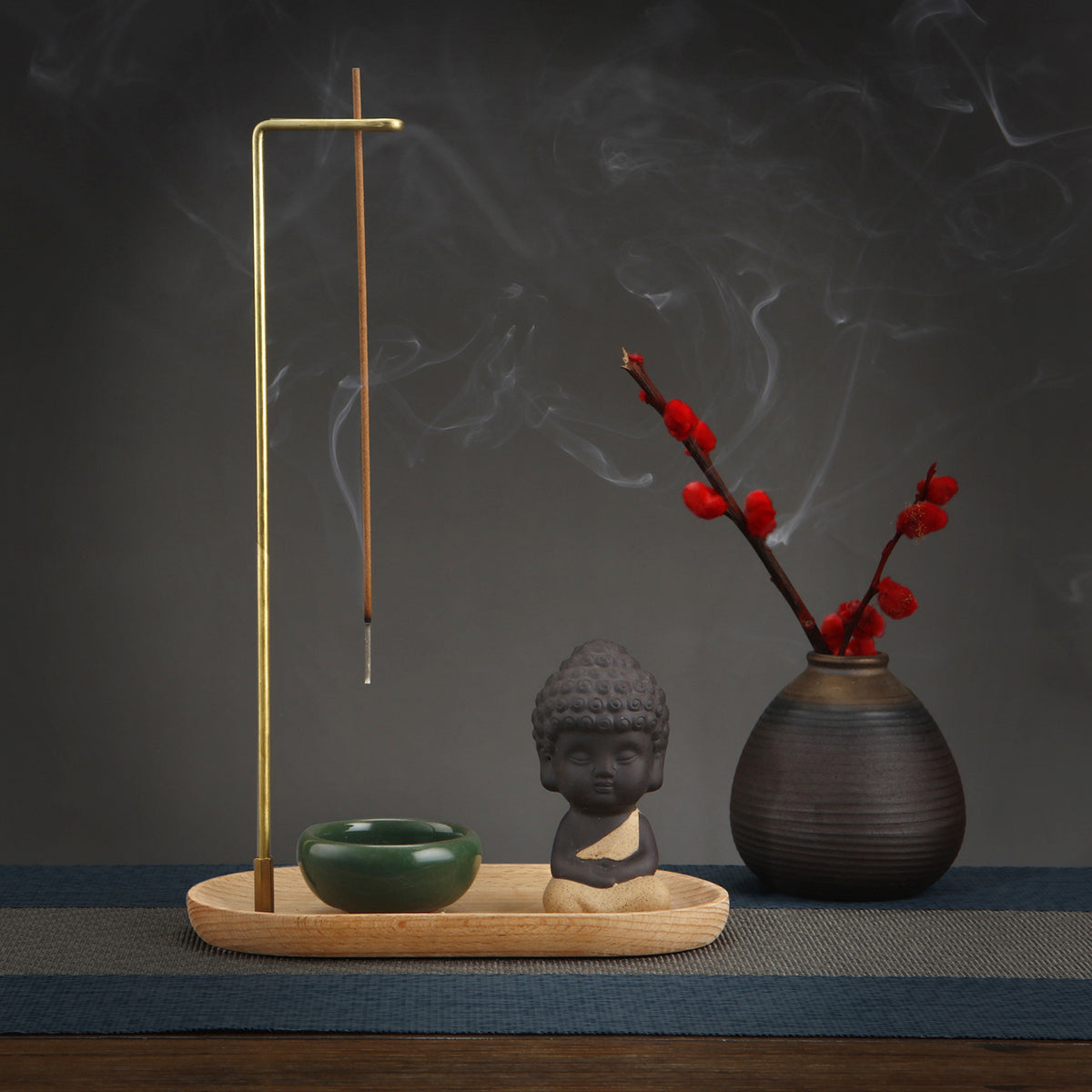 Backflow Incense Burner Incense Holder Ceramic Bowl Aromatherapy Chinese-style Three-piece Set