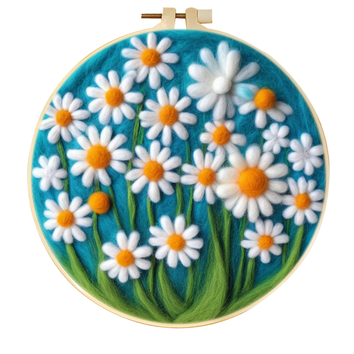 Stamp Wool Felt Painting With Embroidery Frame Material