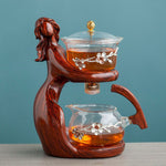 Maid Semi-automatic Tea Set Tea Making Kungfu Teapot Automatic Tea Set Heat-resistant Glass Holder Base Tea Infusers Tea Ware