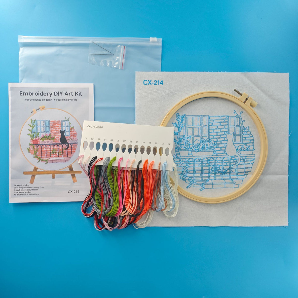 Cat Landscape Embroidery Kit Material Package