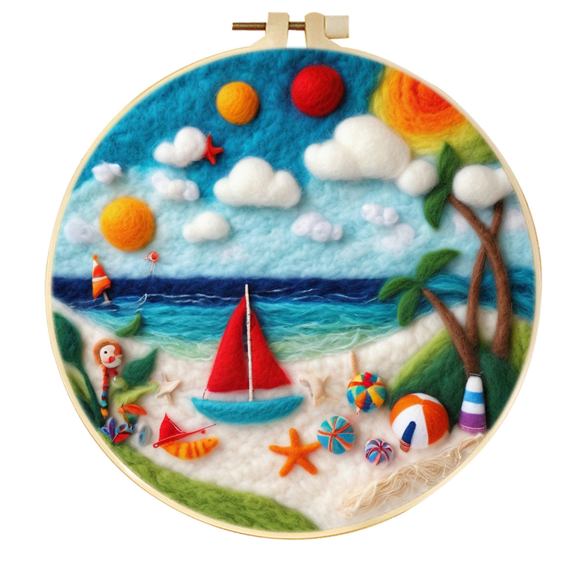 Stamp Wool Felt Painting With Embroidery Frame Material