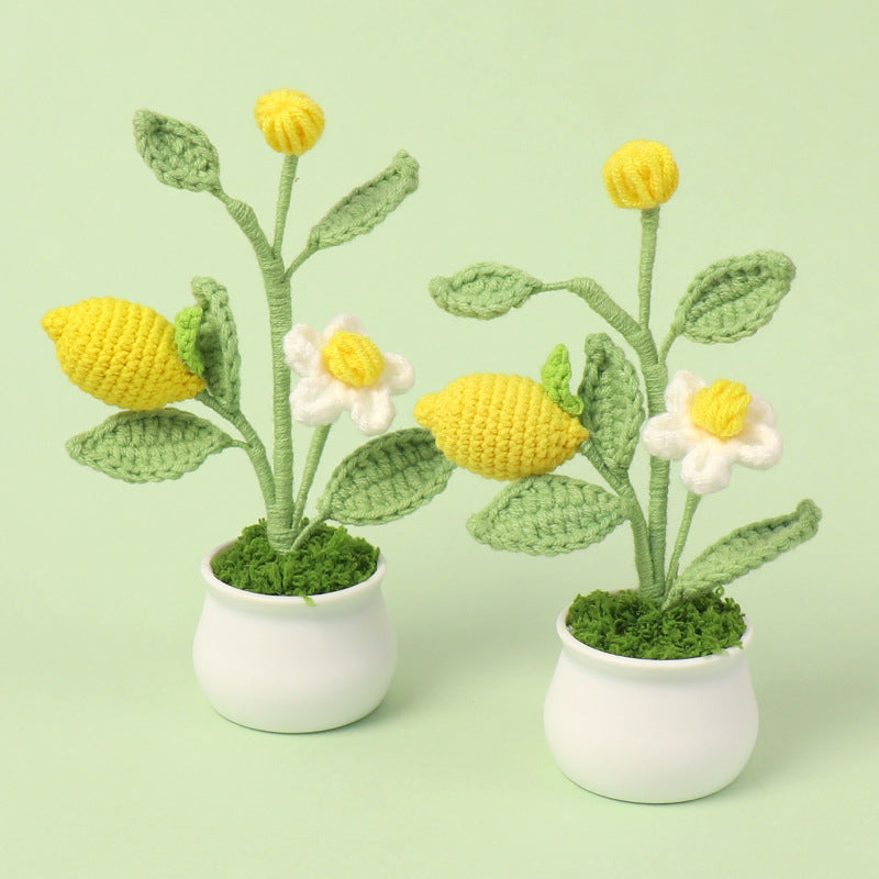 Finished Wool Crocheted Fruit Potted Hand-woven Lemon Ornaments