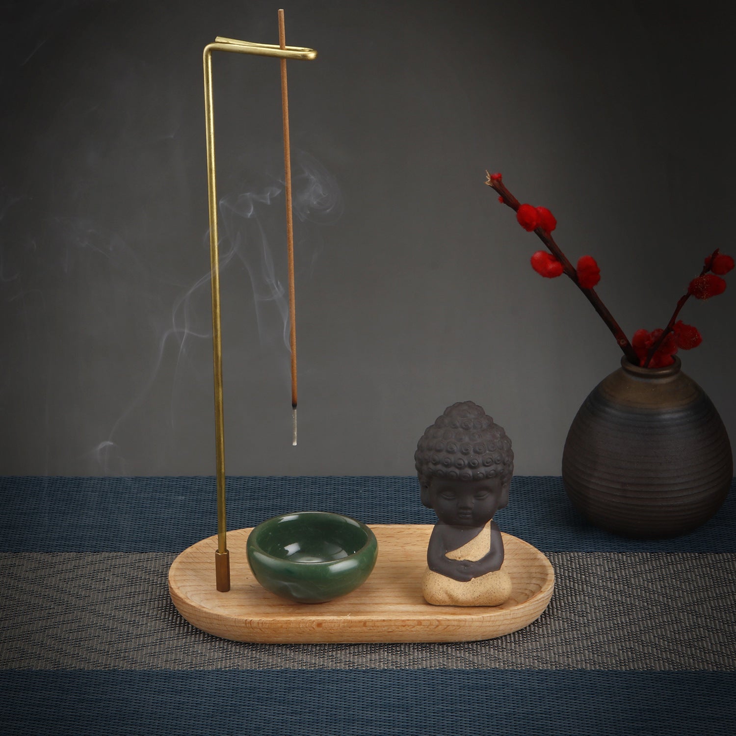 Backflow Incense Burner Incense Holder Ceramic Bowl Aromatherapy Chinese-style Three-piece Set