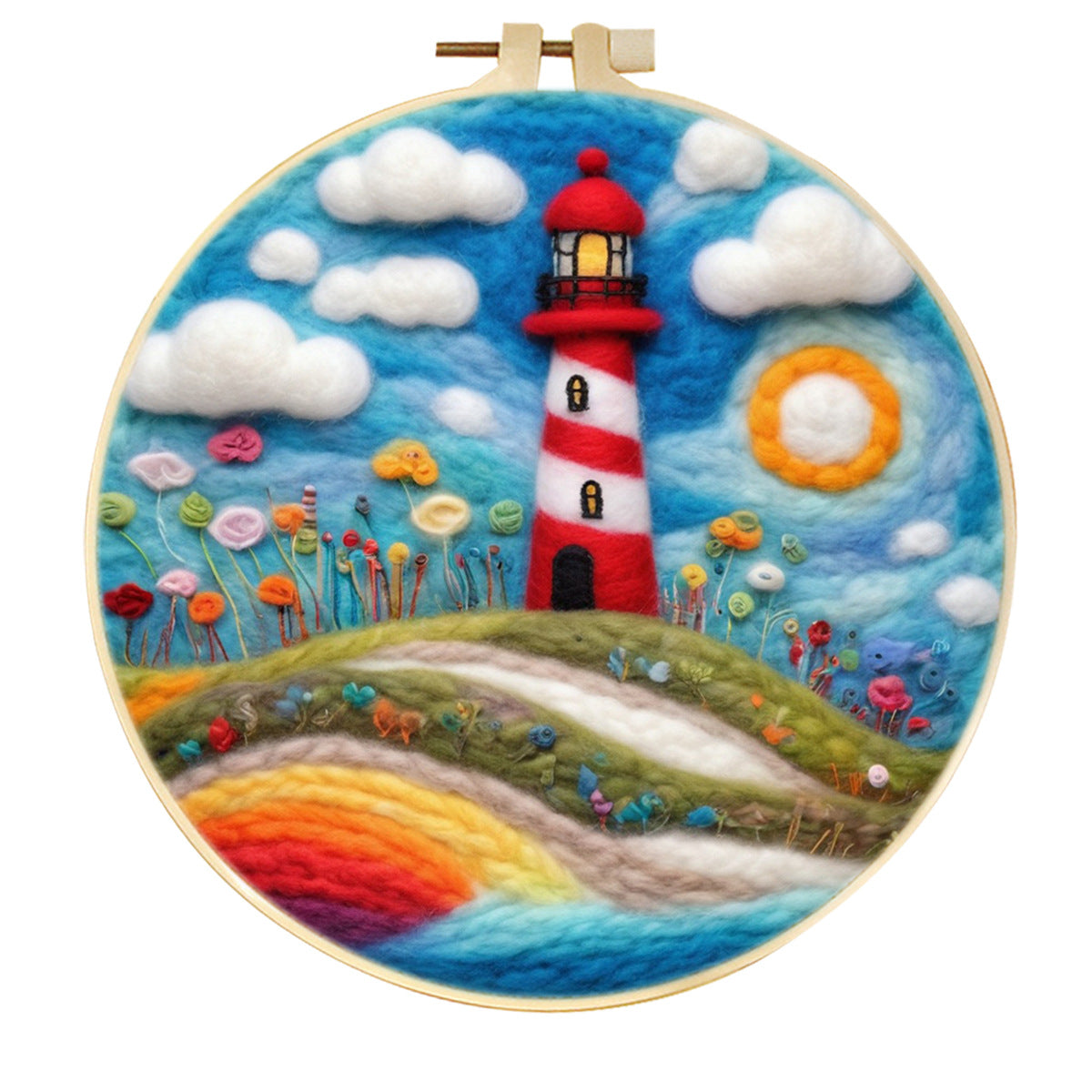 Stamp Wool Felt Painting With Embroidery Frame Material