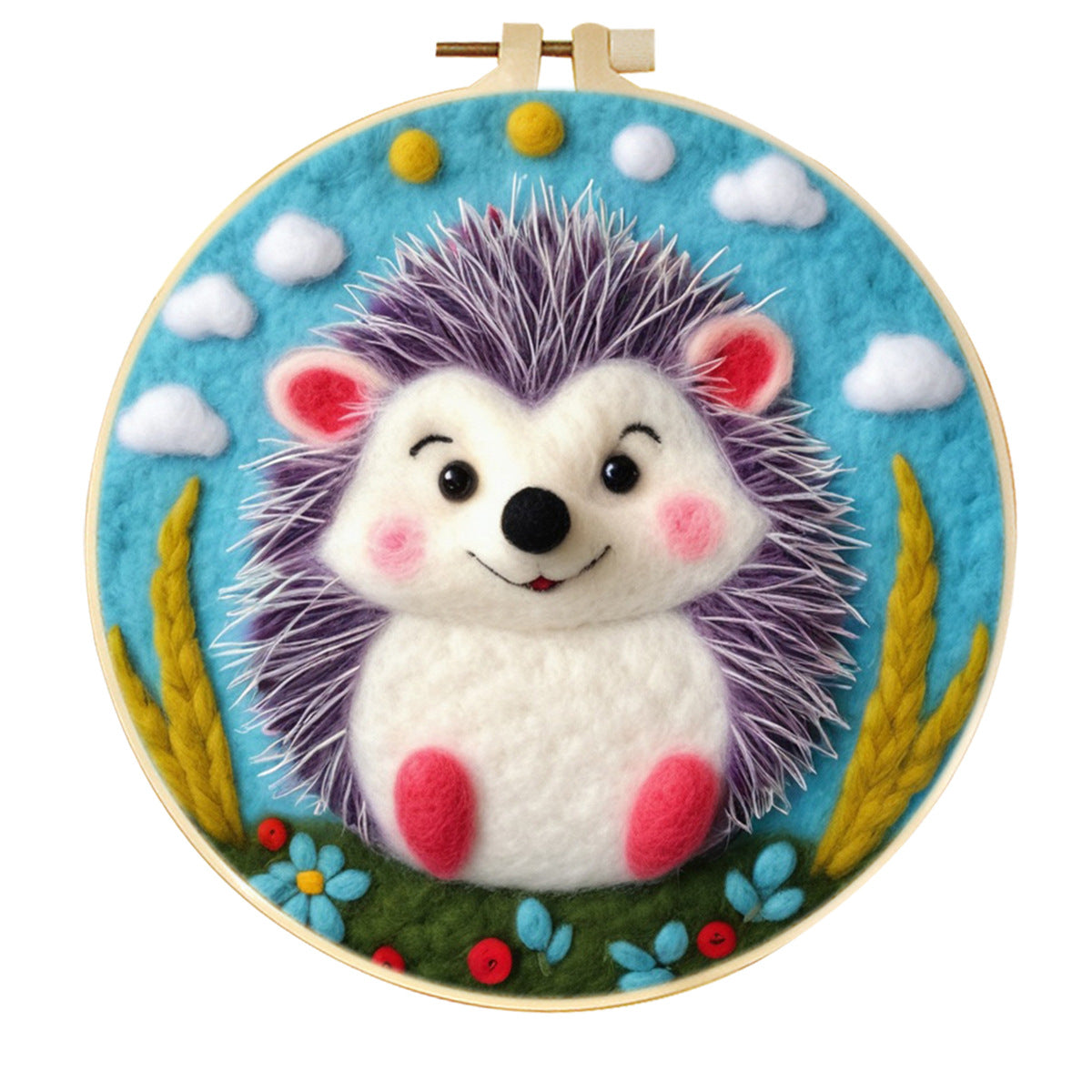 Stamp Wool Felt Painting With Embroidery Frame Material