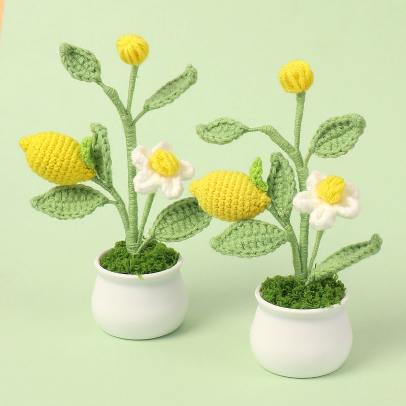 Finished Wool Crocheted Fruit Potted Hand-woven Lemon Ornaments