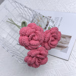 Overturn Pointed Rose Wool Hand-woven Flower Finished Product