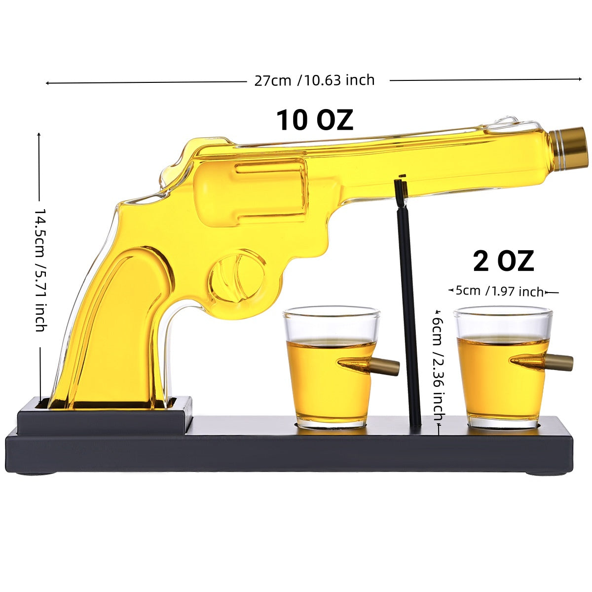 Gifts For Men Dad, 10 Oz Whiskey Gun Decanter Set 2 Bullet Glasses - Unique Birthday Pistol Gift Ideas Daughter Son, Personalized Liquor Dispenser - Scotch Bourbon Vodka, Him, Brother Husband
