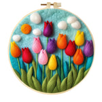 Stamp Wool Felt Painting With Embroidery Frame Material