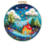Stamp Wool Felt Painting With Embroidery Frame Material
