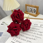 Overturn Pointed Rose Wool Hand-woven Flower Finished Product