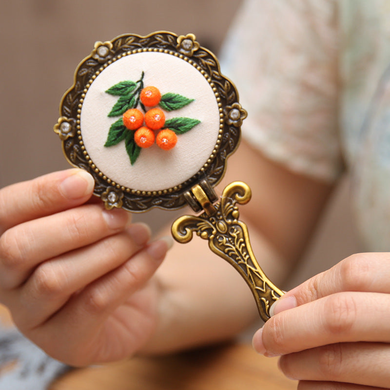 Fabric Makeup Mirror Embroidery Handmade Material Package