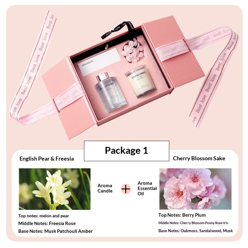 Smoke-Free Essential Oil Home Indoor Premium Diffuser Cherry Blossom Aromatherapy Gift Set