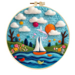 Stamp Wool Felt Painting With Embroidery Frame Material
